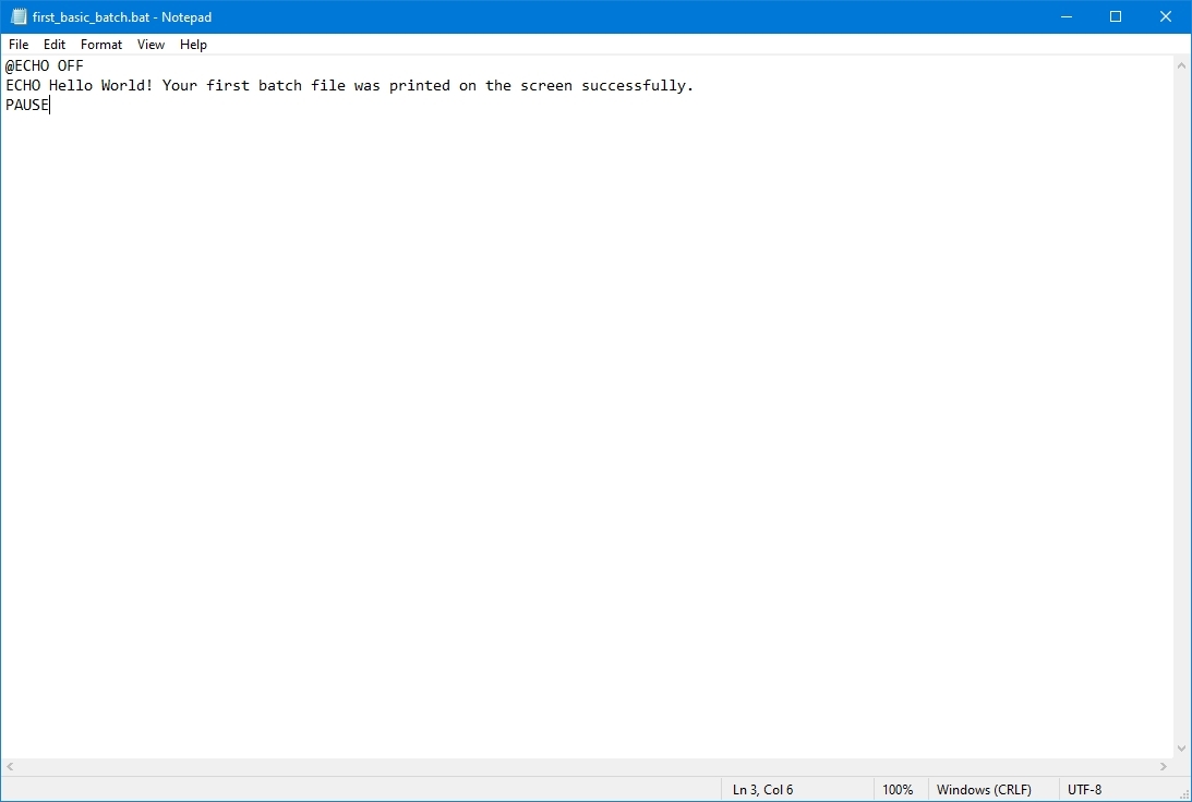 Windows 10 basic batch file