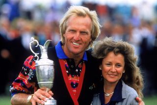 Big hair all round - Norman celebrating 1993 Open success with his wife