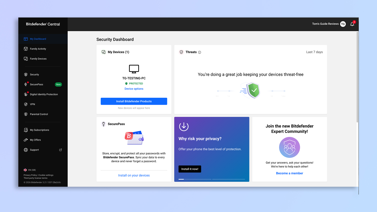 Bitdefender software screenshot