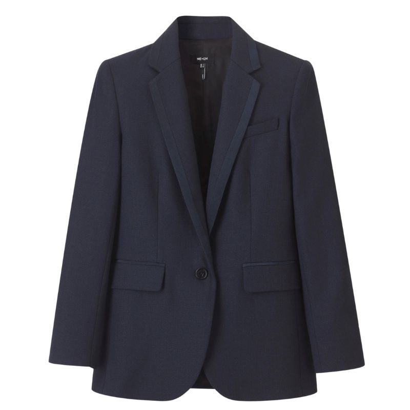 Směs vlny Sharp Longline Blazer Wool-Blend Fabric