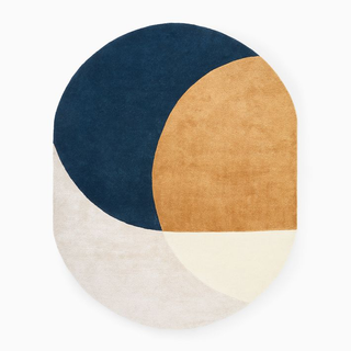 color-blocked round rug 