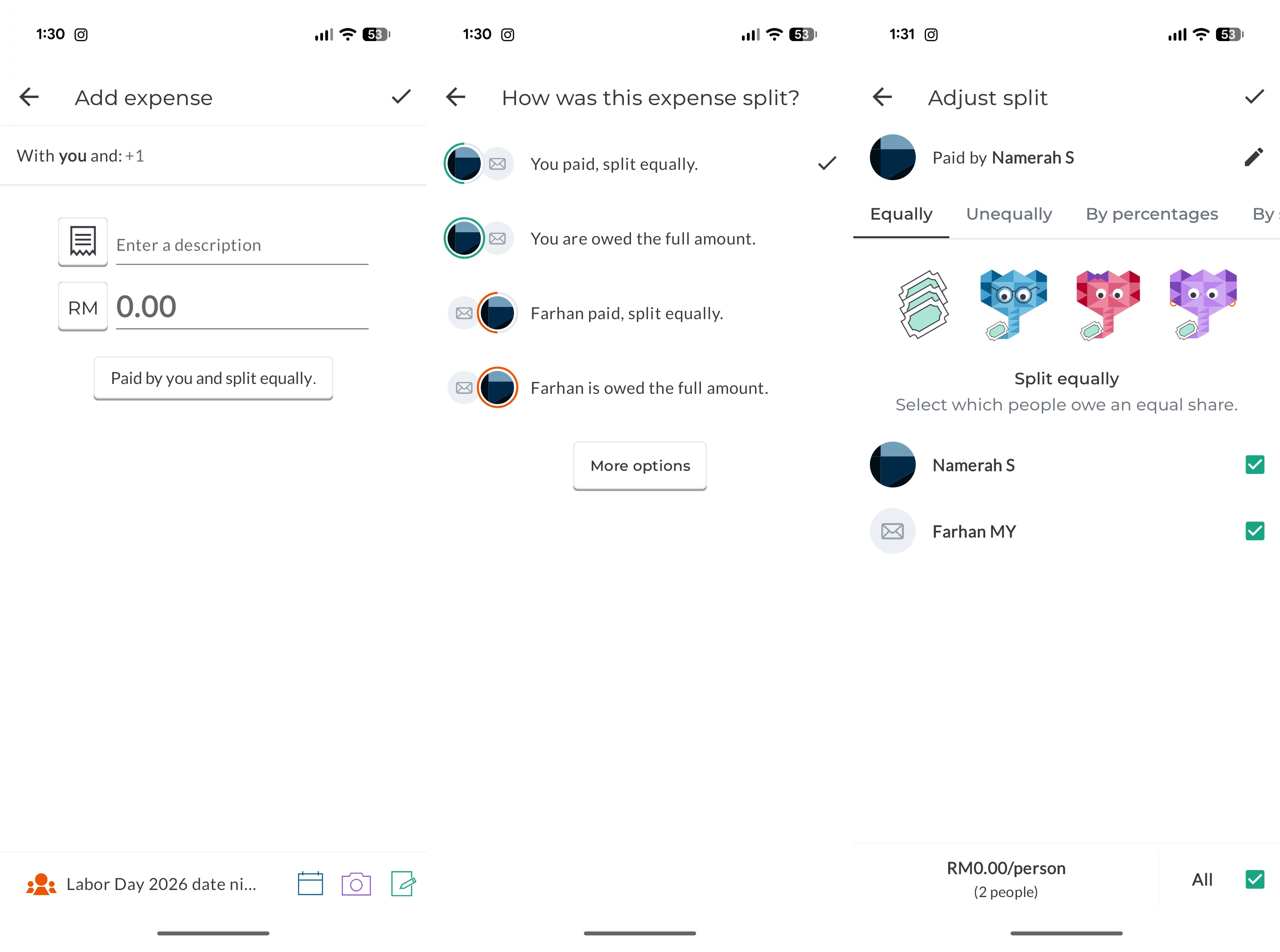 Splitwise app screenshots