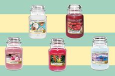 A collages of the Yankee Candles on sale this Amazon Prime Day