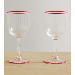 Aquazzura Casa Set of Two Striped Wine Glasses