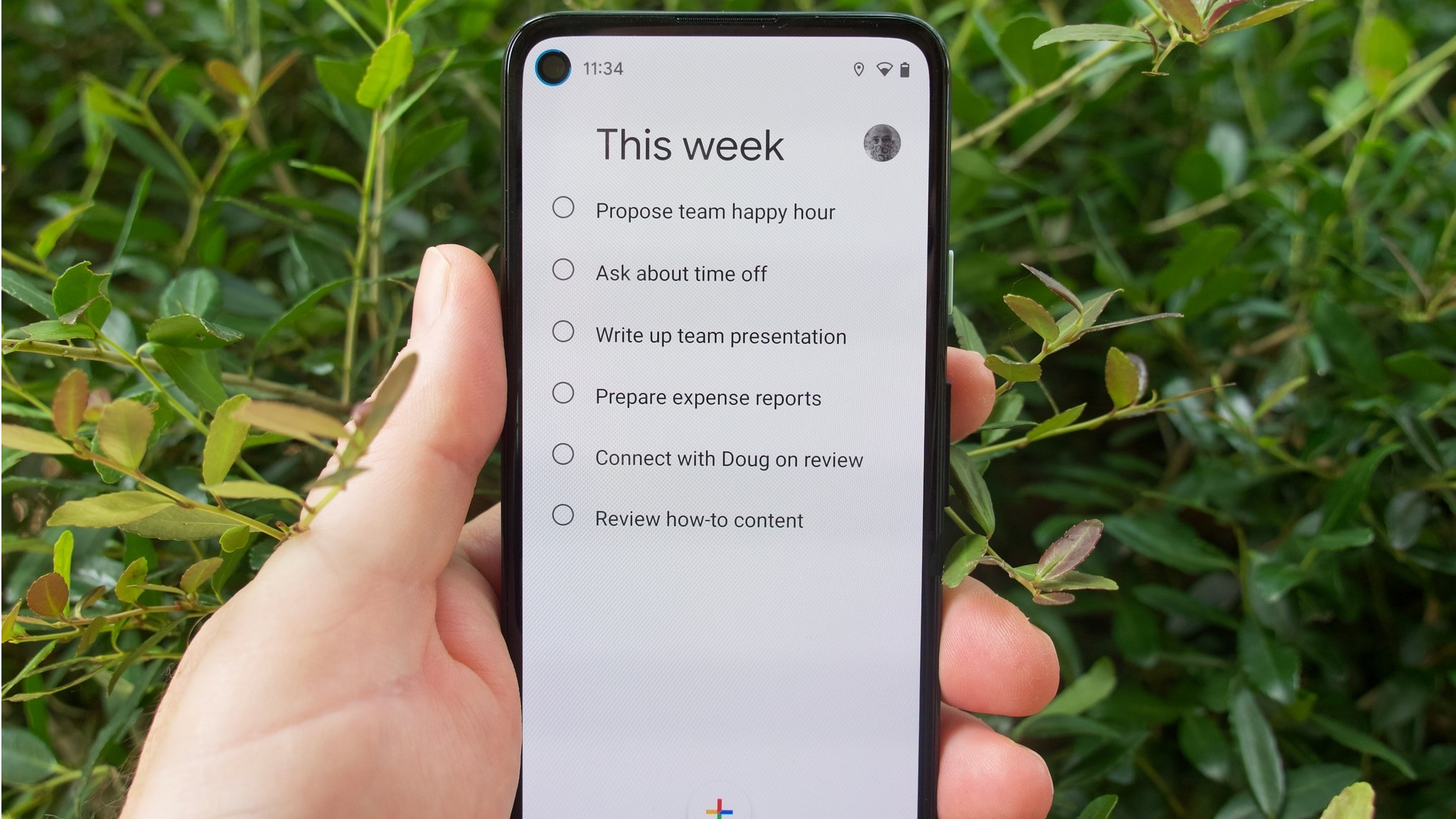 Lista de tarefas do Google esta semana no Pixel 4a