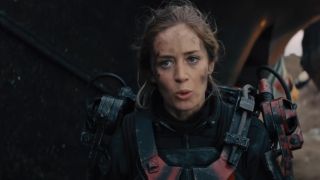 Emily Blunt wearing futuristic armor in Edge Of Tomorrow