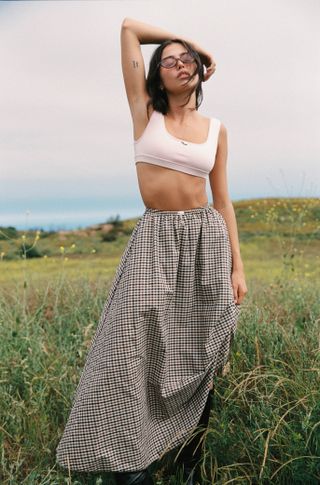 Dream Skirt in Tan Gingham