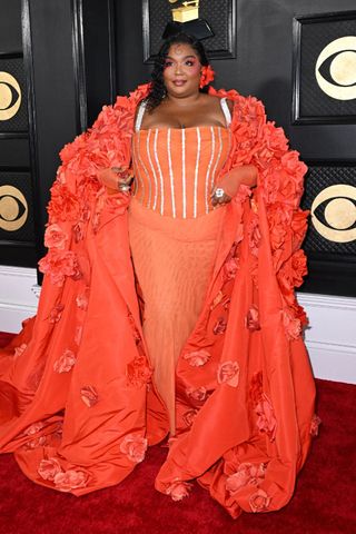 Red carpet trend rosettes: Lizzo at the Grammys