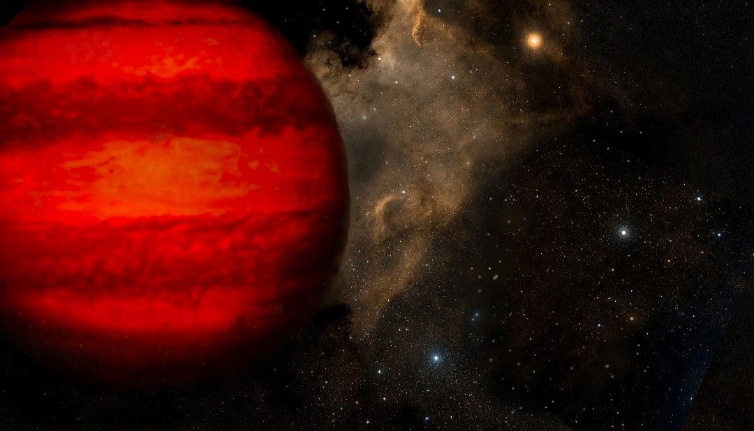 This is an artist&#039;s illustration of a brown dwarf. Despite their name, brown dwarfs would appear magenta or orange-red to the human eye if seen close up.