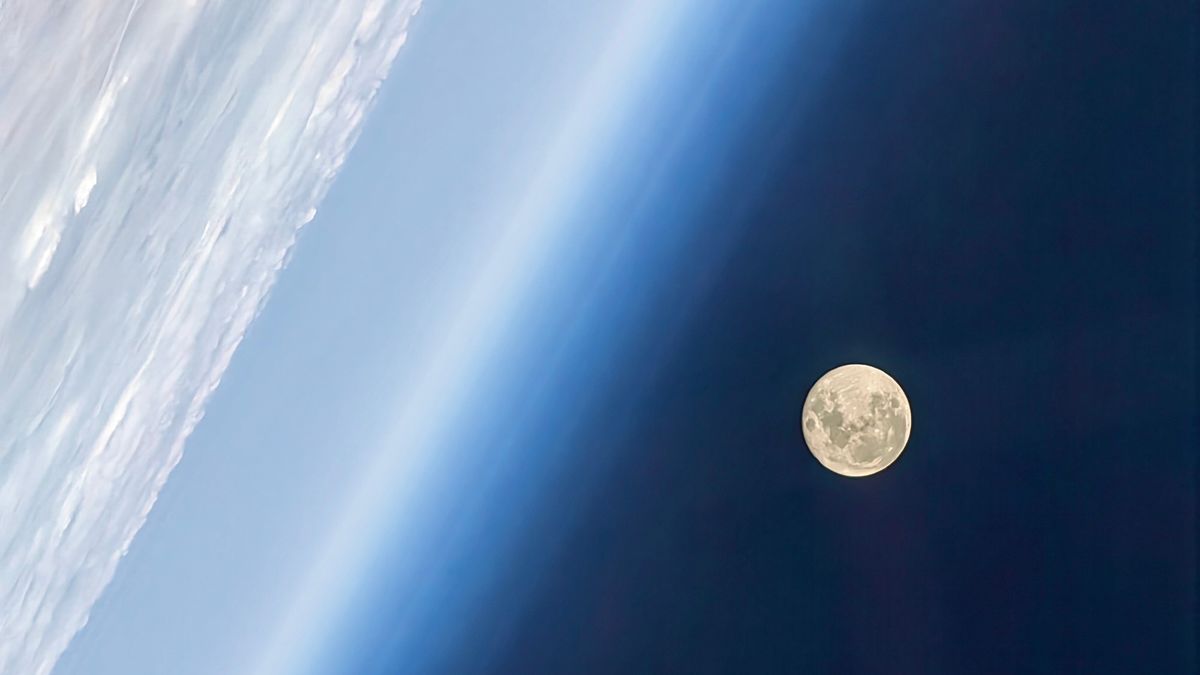 The moon as seen from the Tiangong space station.