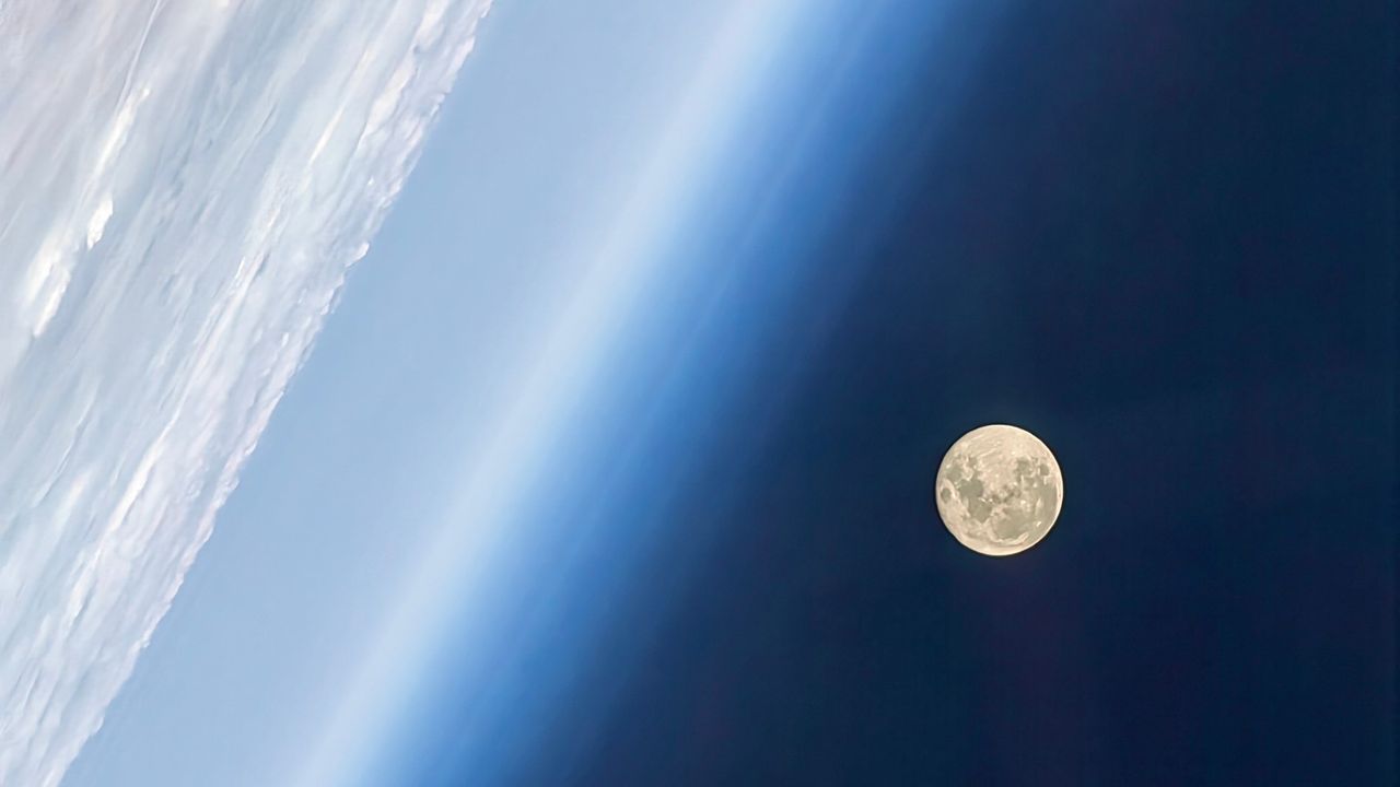 The moon as seen from the Tiangong space station.