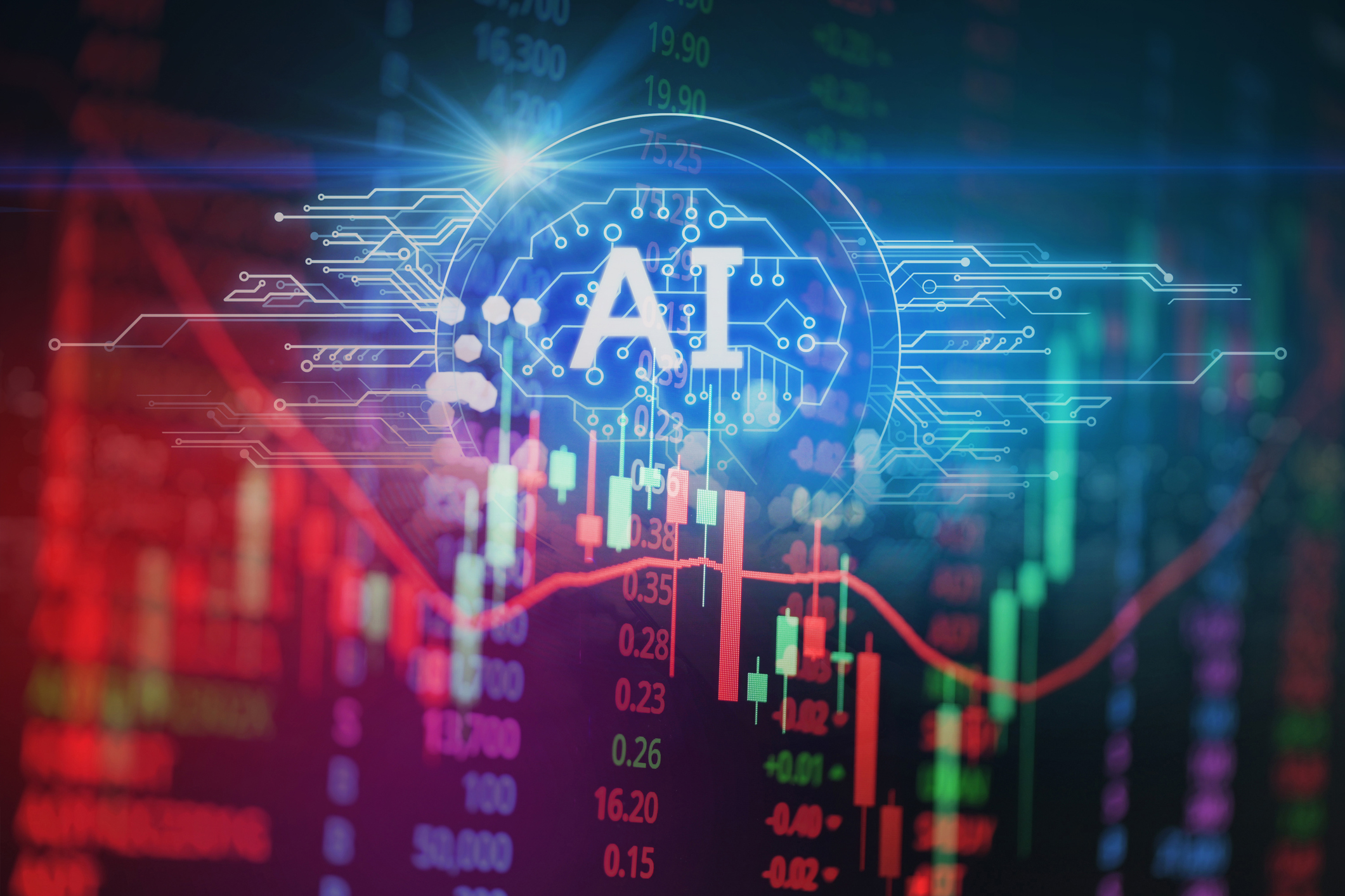 AI stock market graph uptrend 