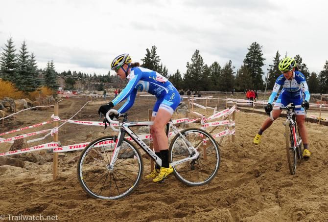 Georgia Gould (Luna Pro Team) leading Katerina Nash (Luna Pro Team) through the sand