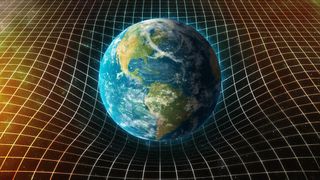 Why is gravity so weak? An illustrated Earth bending a grid of space-time