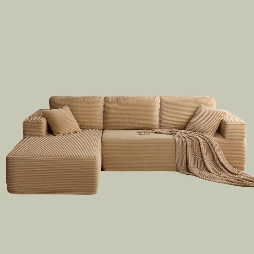 Litbird, Litbird Modular Sectional Sofa, L-Shape Left With Deep Seat, Chaise Lounge, Boneless Couches, Corduroy Fabric,sofa Bed for Living Room &amp;ndash; No Assembly Required,camel