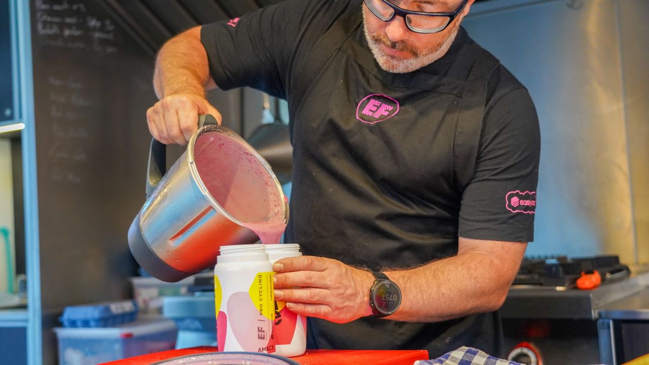 EF Pro Cycling&#039;s performance chef Kieran Creevy at work