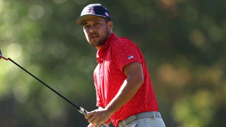 Xander Schauffele take a shot in the Sunday singles in the Presidents Cup