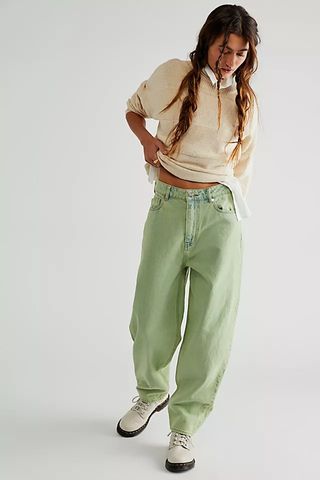 green baggy jeans