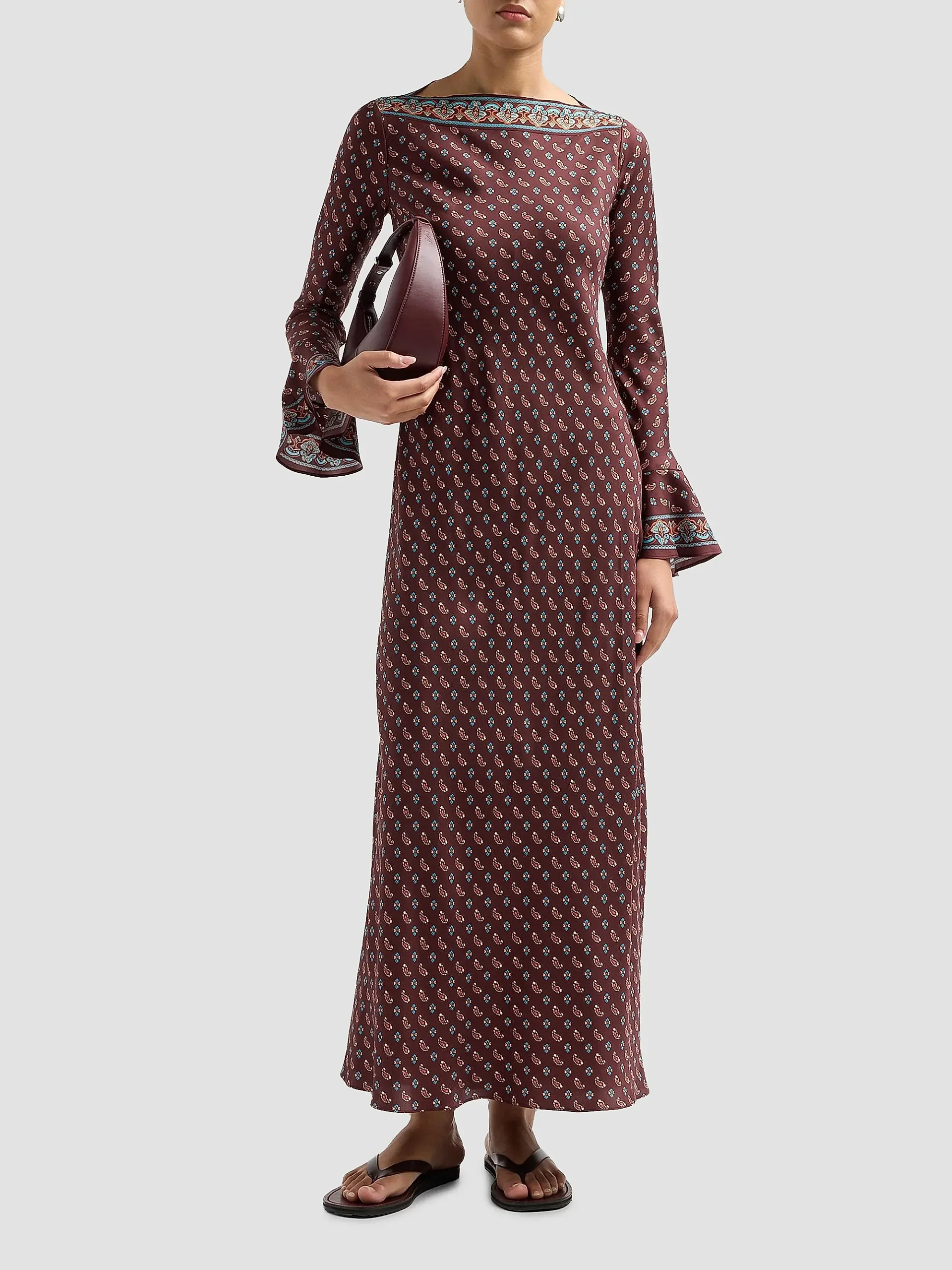 Davina Paisley Silk Bias-Cut Maxi Dress