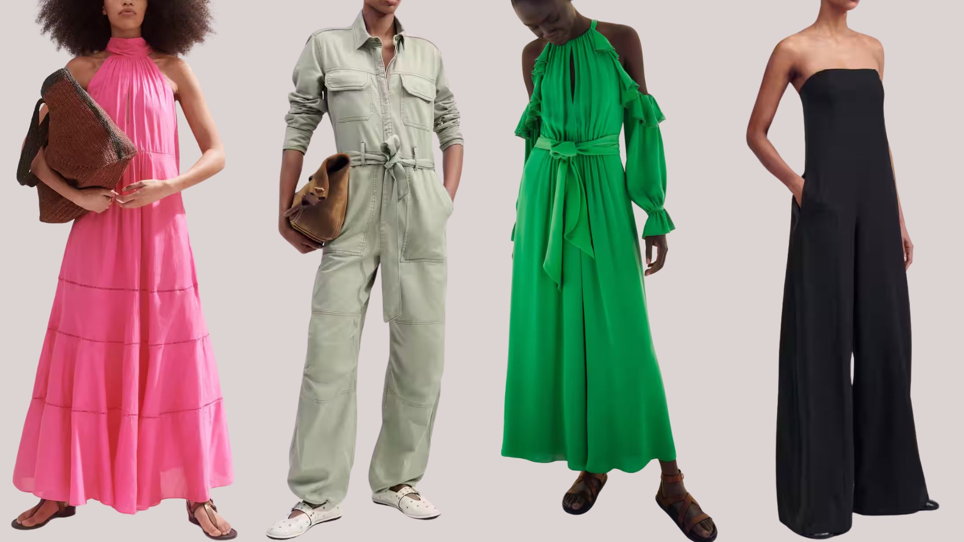 four ME+EM outfits on models 