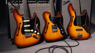 Fender Suona Jazz Bass Thinline, Telecaster Thinline and Stratocaster Thinline