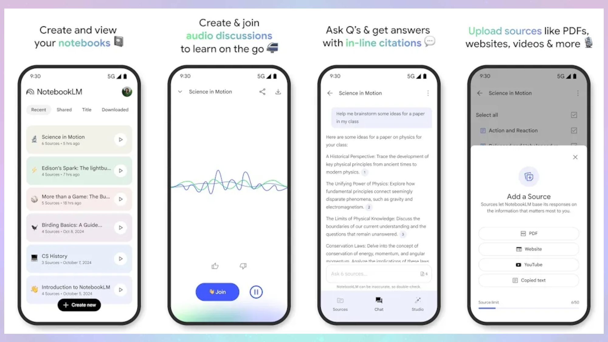 NotebookLM app features