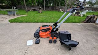 Husqvarna Lawn Xpert LE-322 being tested in writer's home