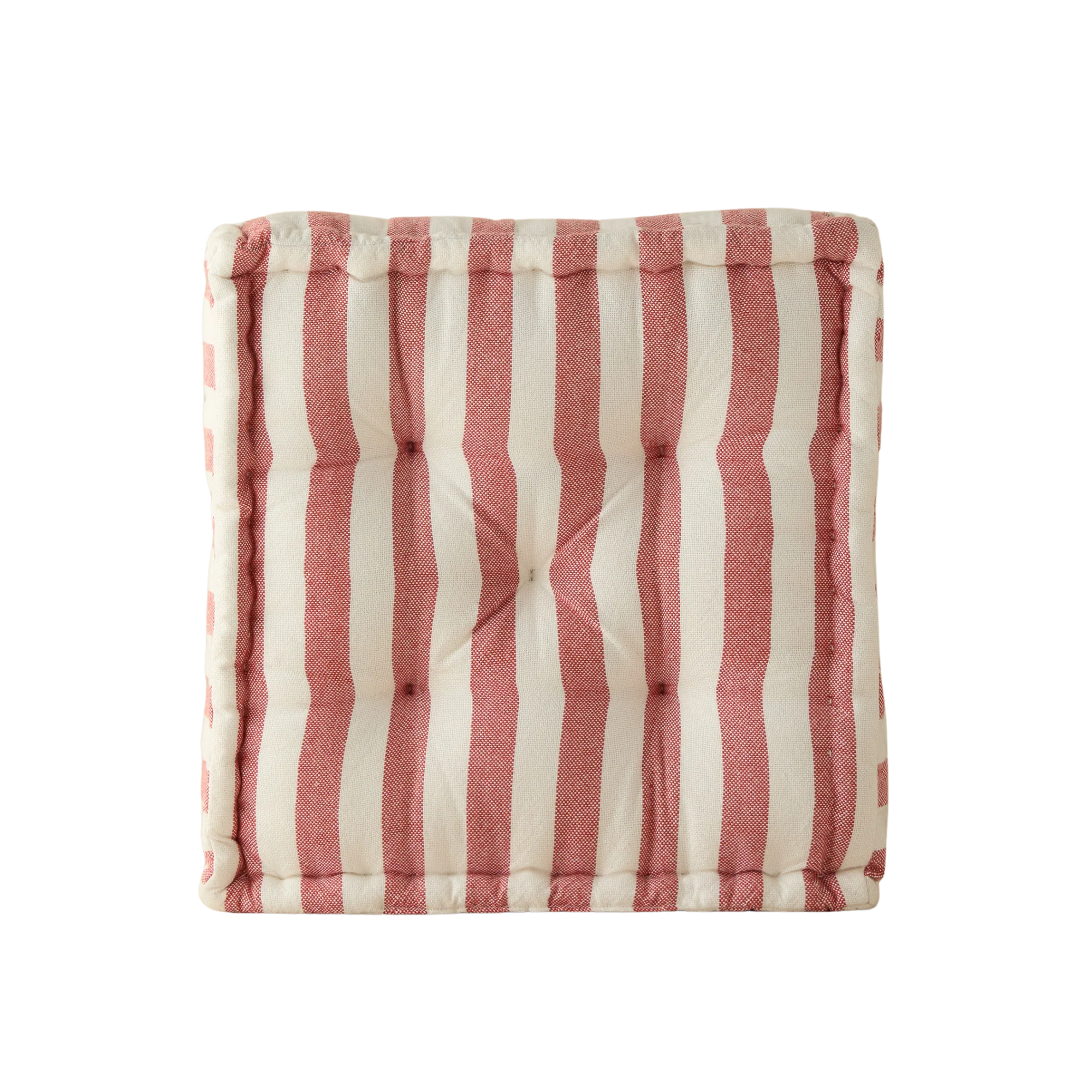 a square cushion with a red and white stripe