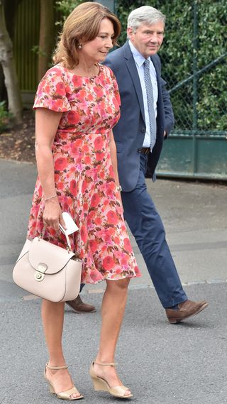 Michael & Carole Middleton seen arriving for day thirteen at The Championships at Wimbledon. on July 16, 2017