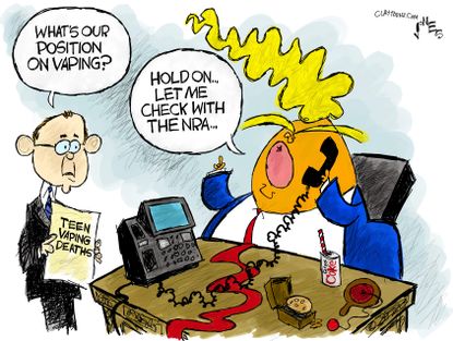 Political Cartoon U.S. Trump vaping deaths NRA