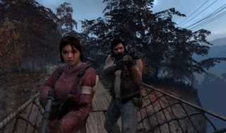 Two survivors on a bridge