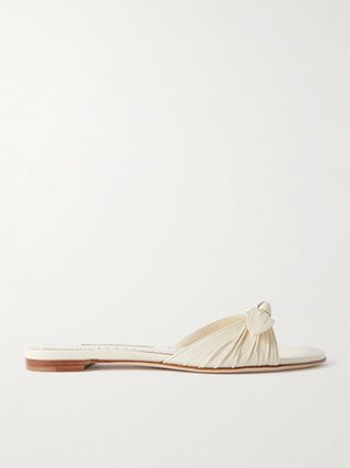 Lolloflat Bow-Embellished Gathered Leather Sandals