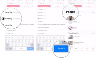 Tap Name in People, tap Search, scroll down to People