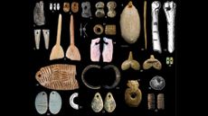 A variety of prehistoric beads. 