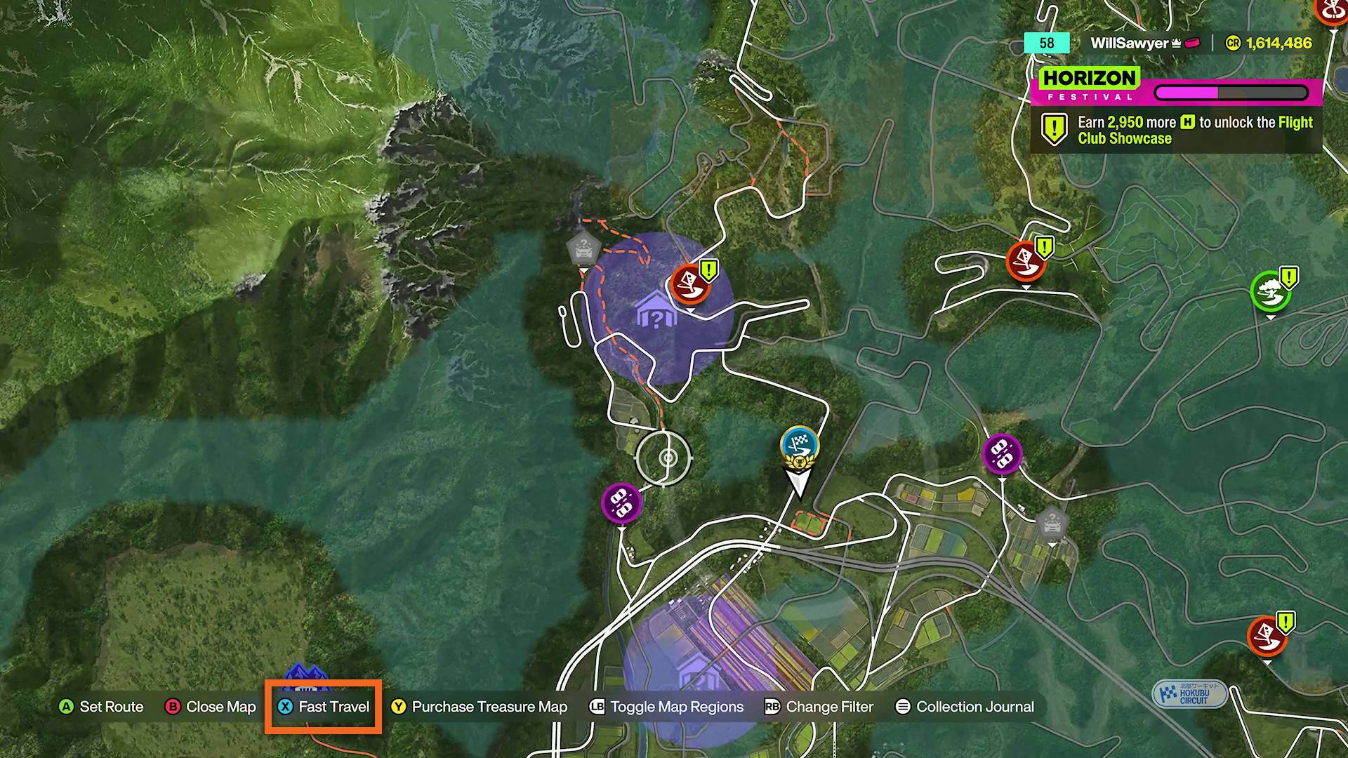 Forza Horizon 6 fast travel button on map
