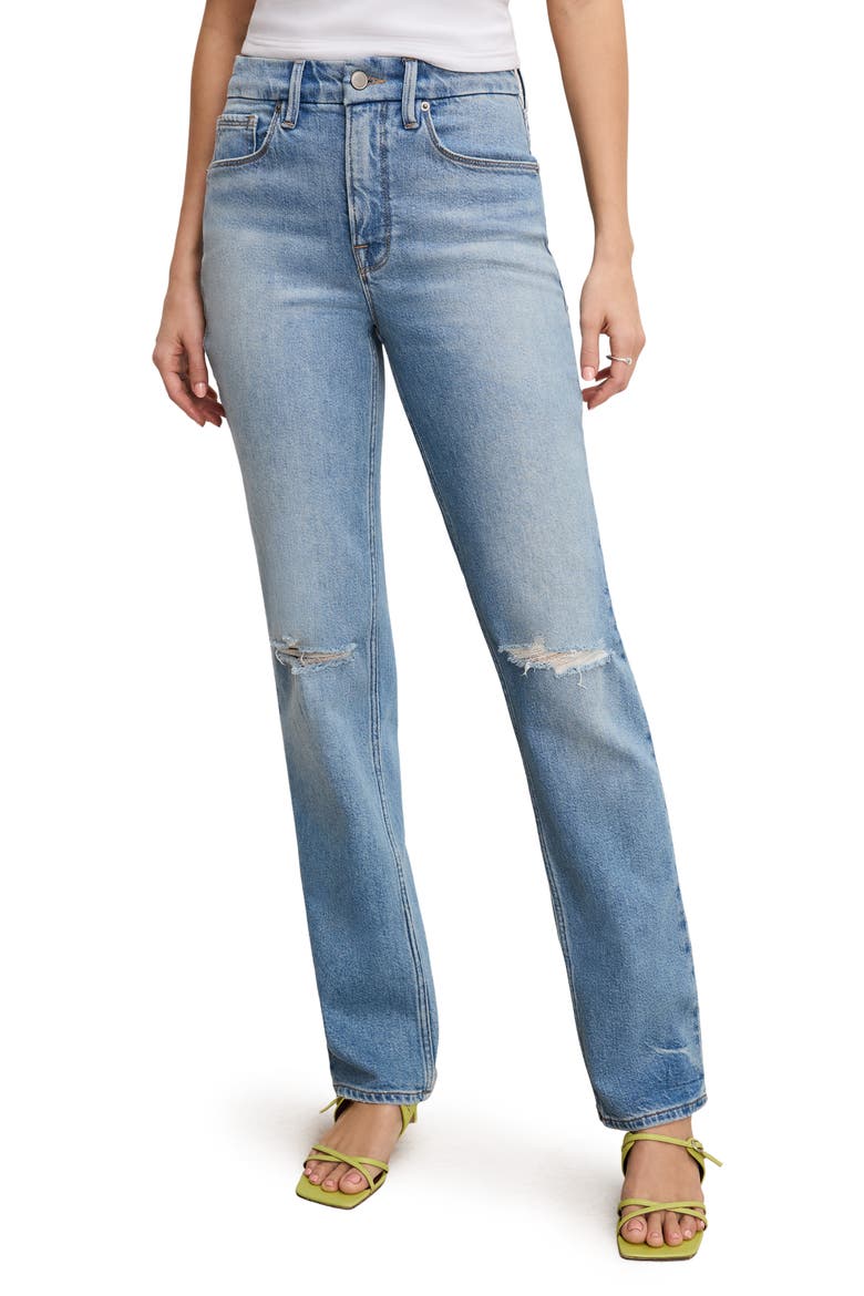 Good Icon Ripped High Waist Straight Leg Jeans