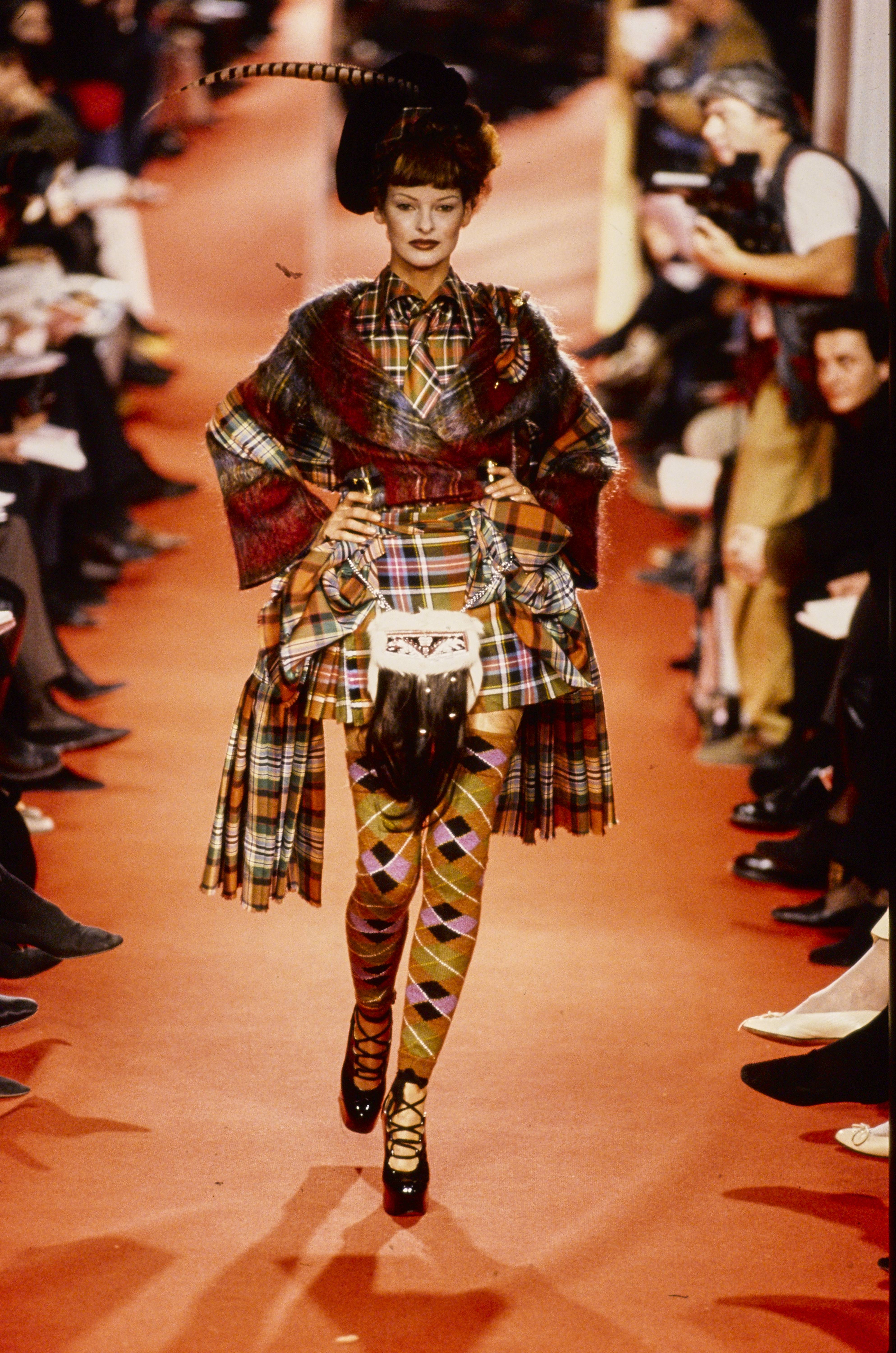 An image of lace-up flats on the Vivienne Westwood runway.