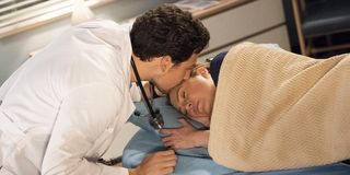 DeLuca kisses Meredith and tucks her in on Grey's Anatomy Season 15 on ABC