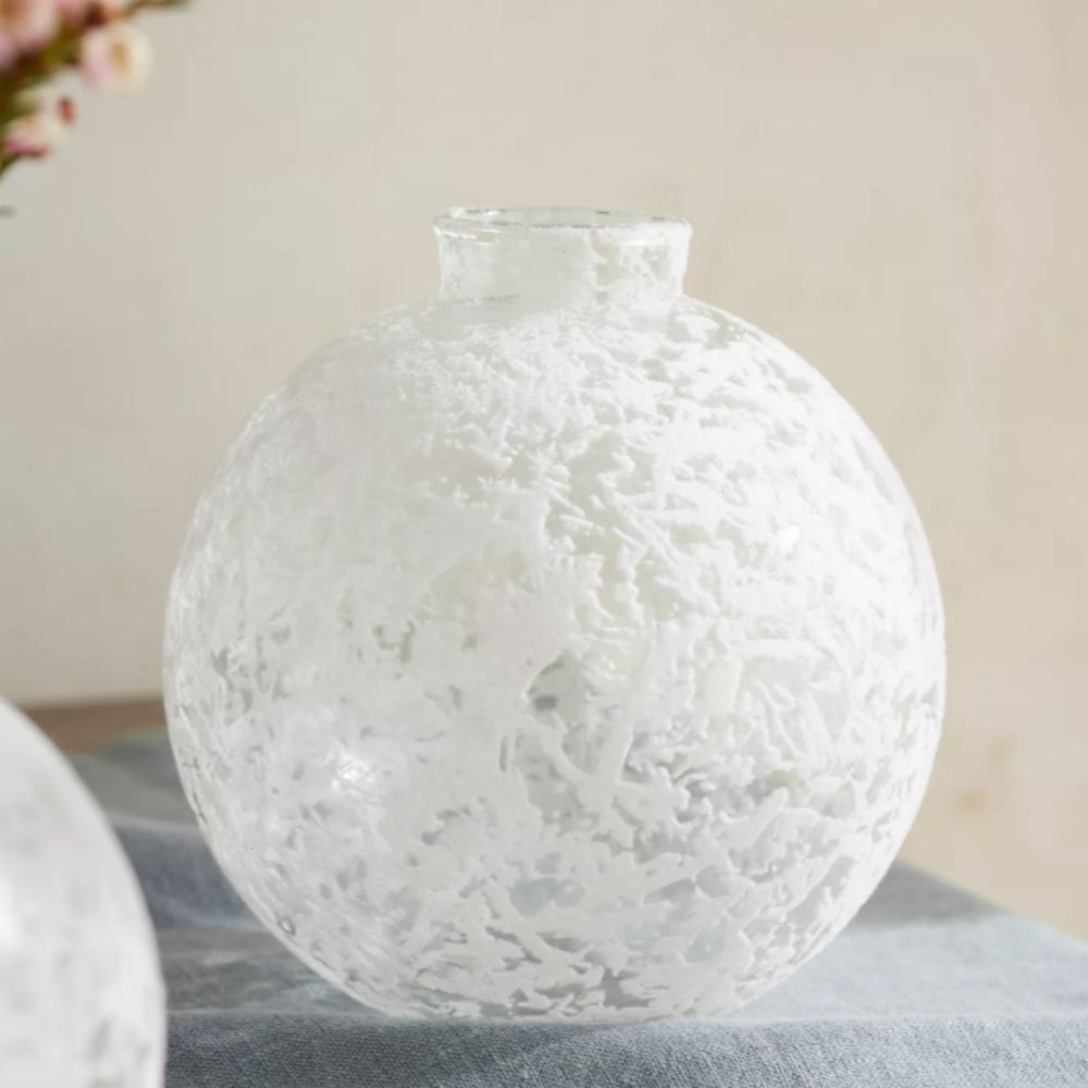 Frosted round glass vase
