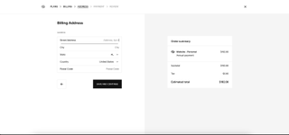 screenshot of squarespace sign up address input page