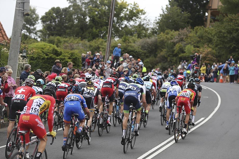 The race climbs the short but sharp climb
