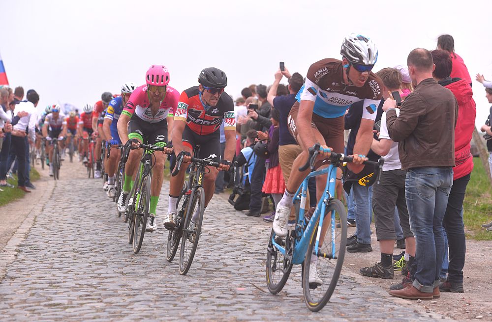 Taylor Phinney (EF Education First- Drapac) at 2018 Paris-Roubaix in the chase group