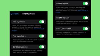 Apple's Find My in Settings on an iPhone