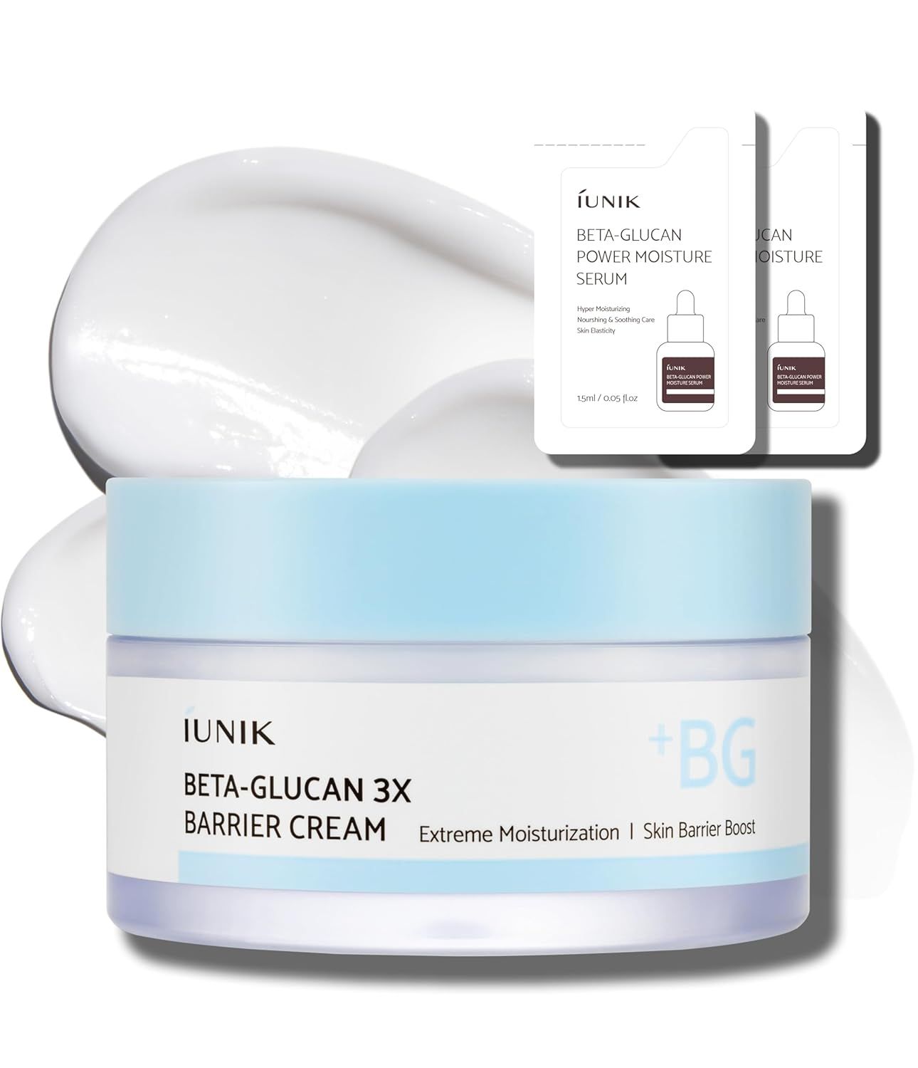 Iunik Beta-Glucan Non-Sticky Deep Moisture Hydration 3x Barrier Cream Day&night Moisturizer Quick Absorption Barrier Strengthening for Sensitive Dry Skin With Shea Butter Panthenol Korean Skincare
