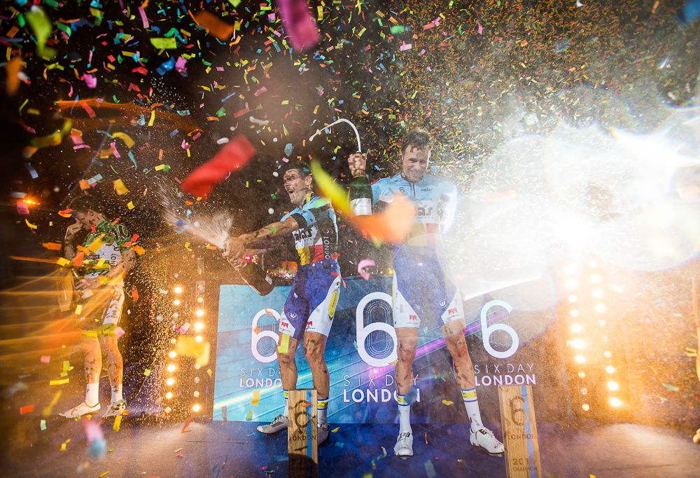 De Ketele and De Pauw on the 2016 Six Day London final podium