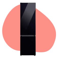 Best fridge freezer graphic with red splodge and black fridge
