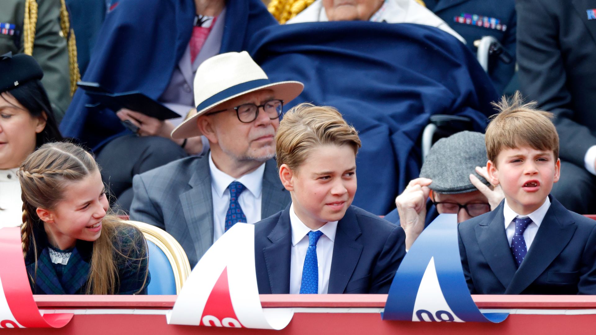 Prince George, Princess Charlotte and Prince Louis at VE Day parade
