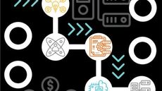 Black whitepaper cover with process guide graphic connecting an idea, mind map, tablet, cloud and server images with arrows