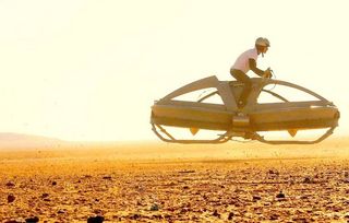 The Aerofex hover vehicle undergoes flight tests in California's Mojave Desert.