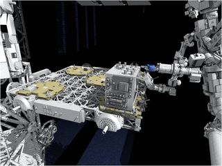 The Dextre robot will help affix NASA's Robotic Refueling Mission experiment to the International Space Station's ExPRESS Logistics Carrier-4.